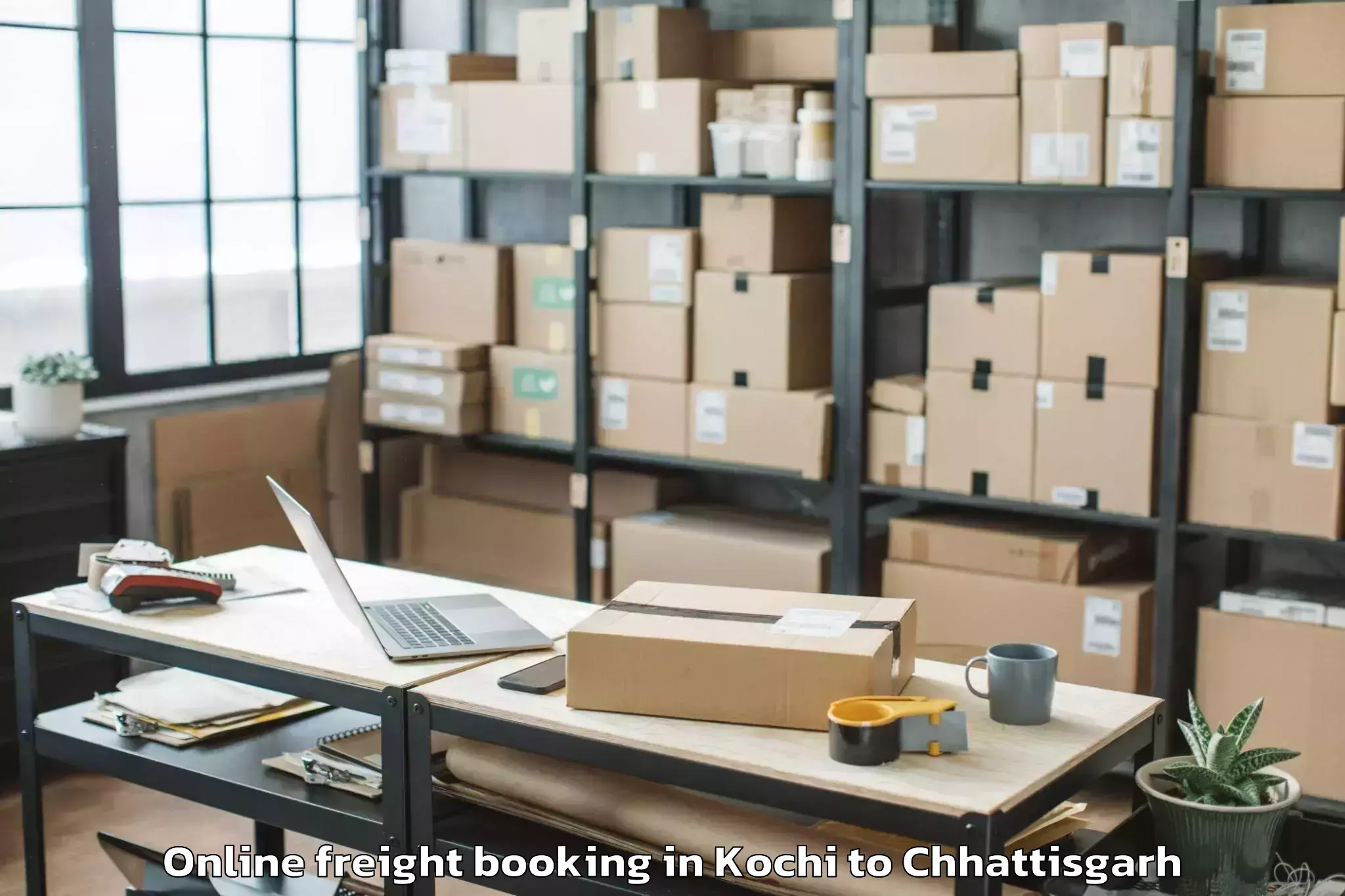 Professional Kochi to Isbm University Gariyaband Online Freight Booking